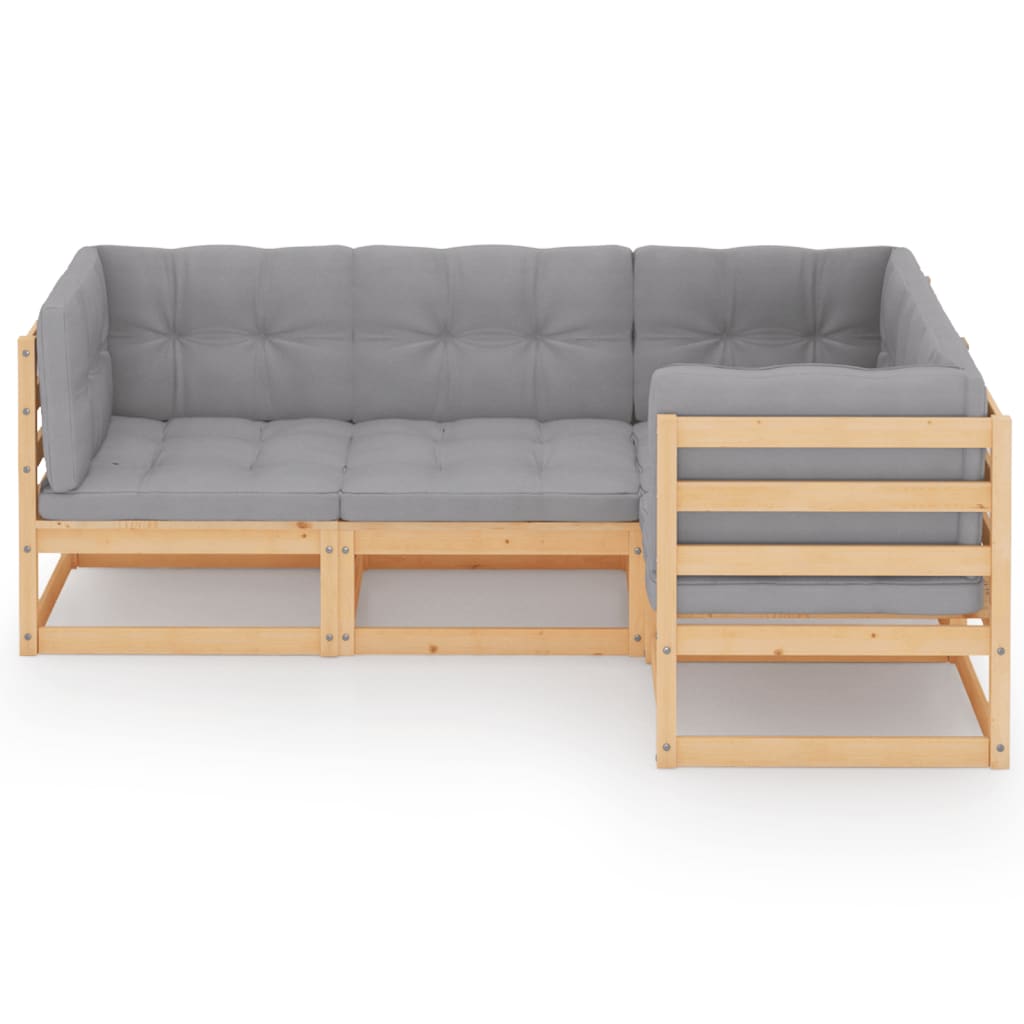 4-delige Loungeset met kussens massief grenenhout is nu te koop bij PeponiXL, paradijselijk wonen!