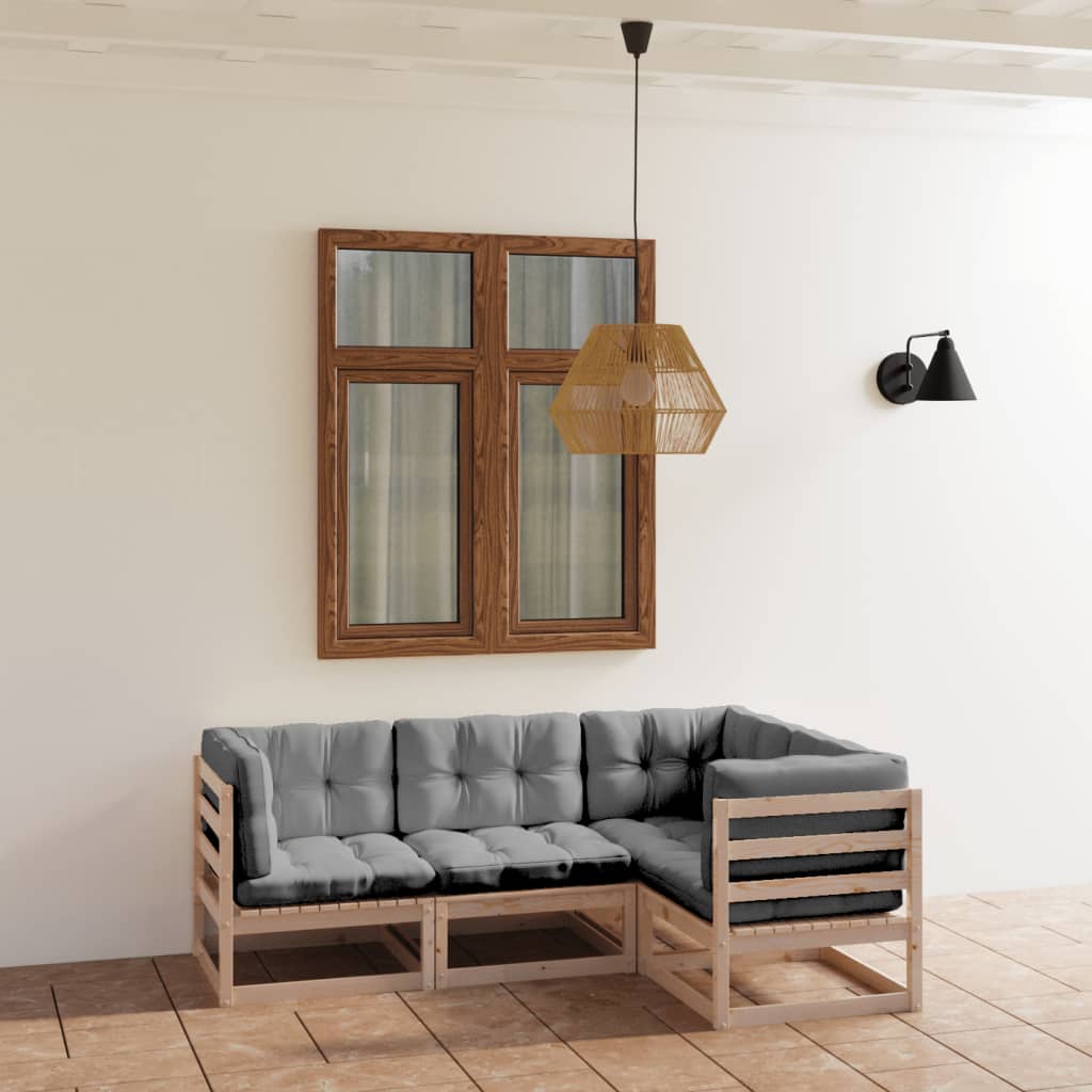 4-delige Loungeset met kussens massief grenenhout is nu te koop bij PeponiXL, paradijselijk wonen!