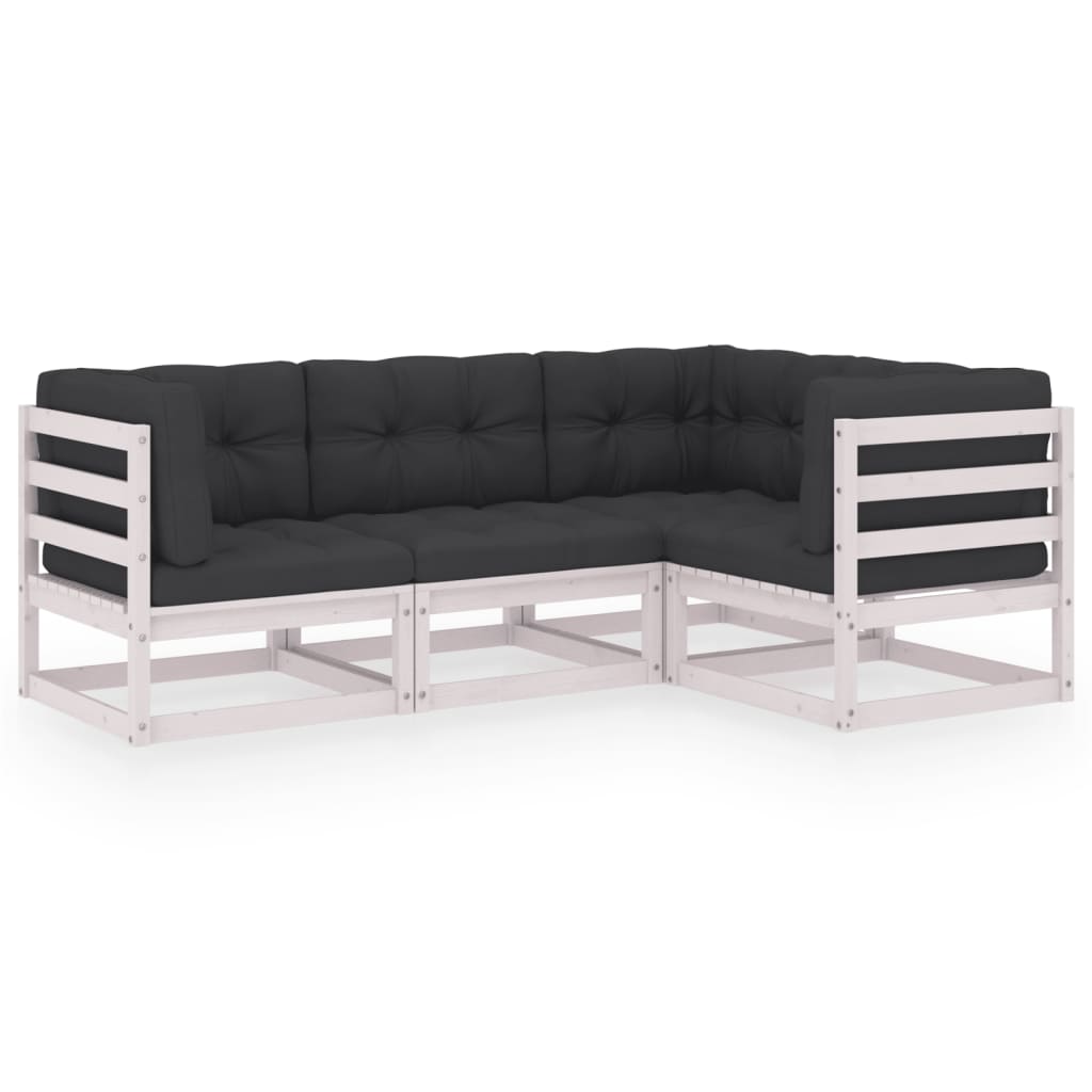 4-delige Loungeset met kussens massief grenenhout is nu te koop bij PeponiXL, paradijselijk wonen!
