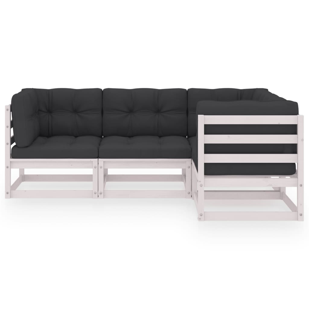4-delige Loungeset met kussens massief grenenhout is nu te koop bij PeponiXL, paradijselijk wonen!