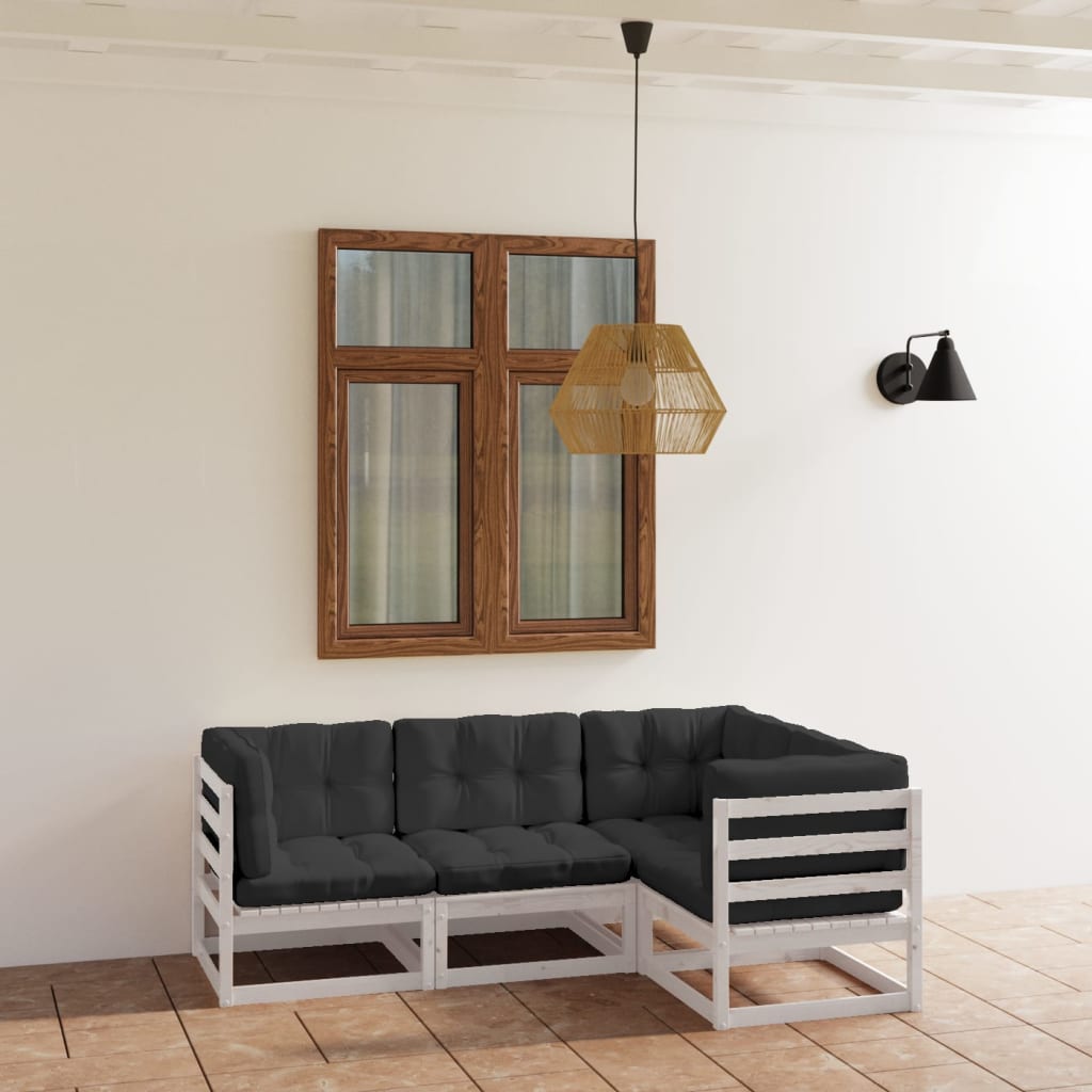 4-delige Loungeset met kussens massief grenenhout is nu te koop bij PeponiXL, paradijselijk wonen!
