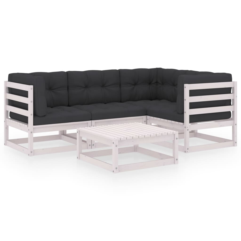 5-delige Loungeset met kussens massief grenenhout is nu te koop bij PeponiXL, paradijselijk wonen!