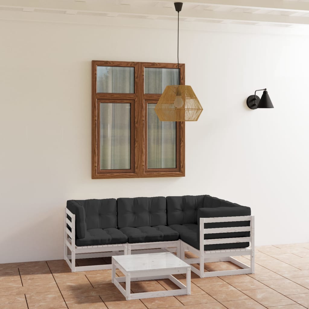 5-delige Loungeset met kussens massief grenenhout is nu te koop bij PeponiXL, paradijselijk wonen!