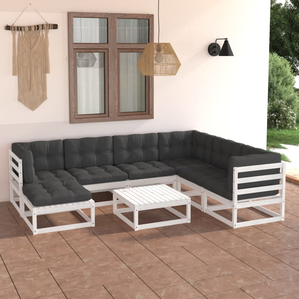 8-delige Loungeset met kussens massief grenenhout is nu te koop bij PeponiXL, paradijselijk wonen!