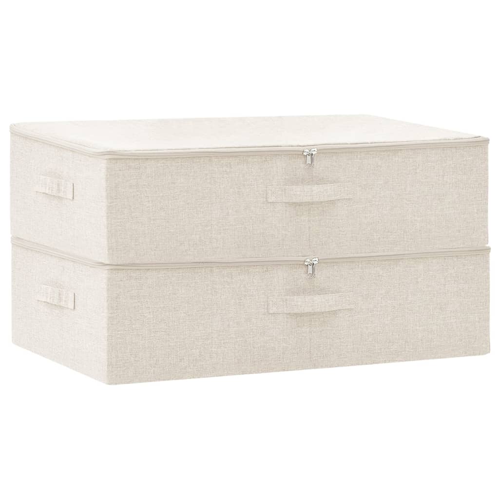 Opbergboxen 2 st 70x40x18 cm stof crèmekleurig is nu te koop bij PeponiXL, paradijselijk wonen!