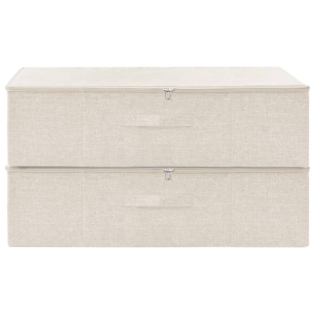 Opbergboxen 2 st 70x40x18 cm stof crèmekleurig is nu te koop bij PeponiXL, paradijselijk wonen!
