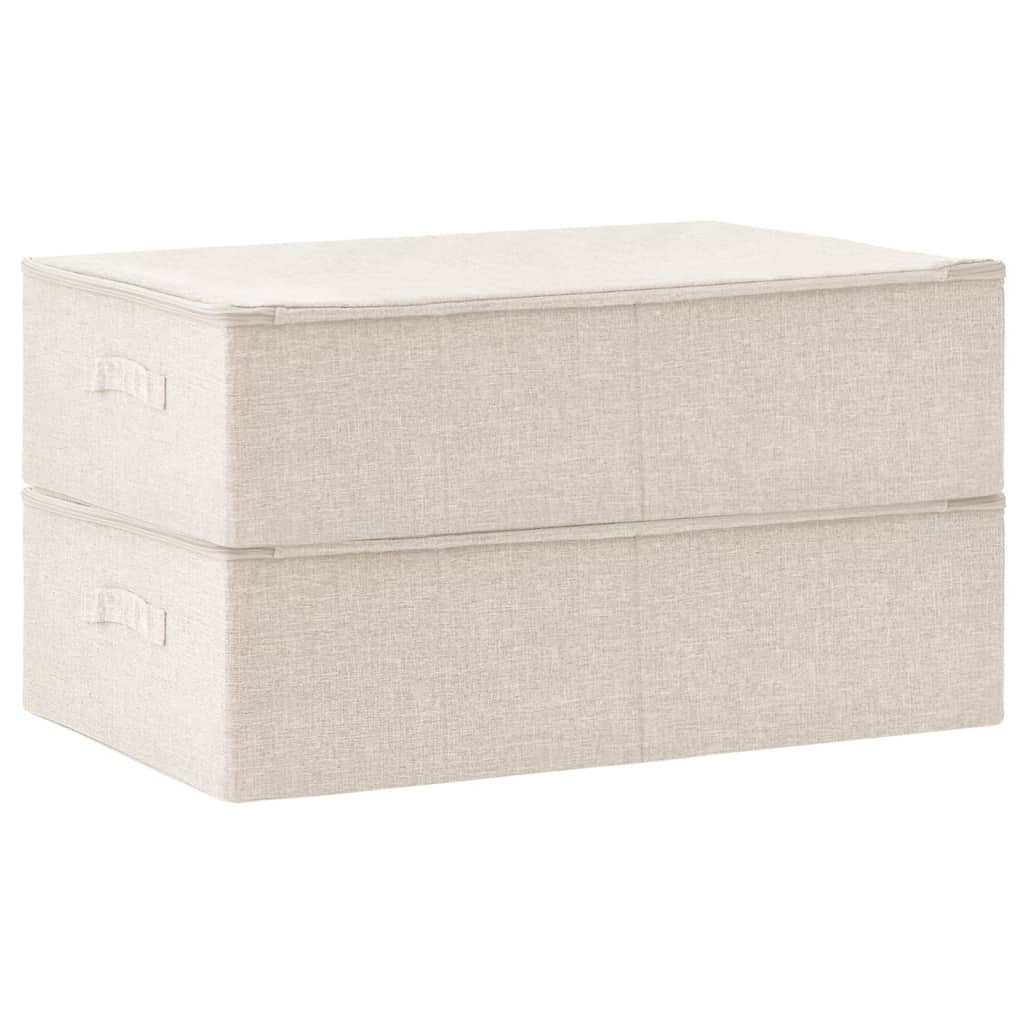 Opbergboxen 2 st 70x40x18 cm stof crèmekleurig is nu te koop bij PeponiXL, paradijselijk wonen!