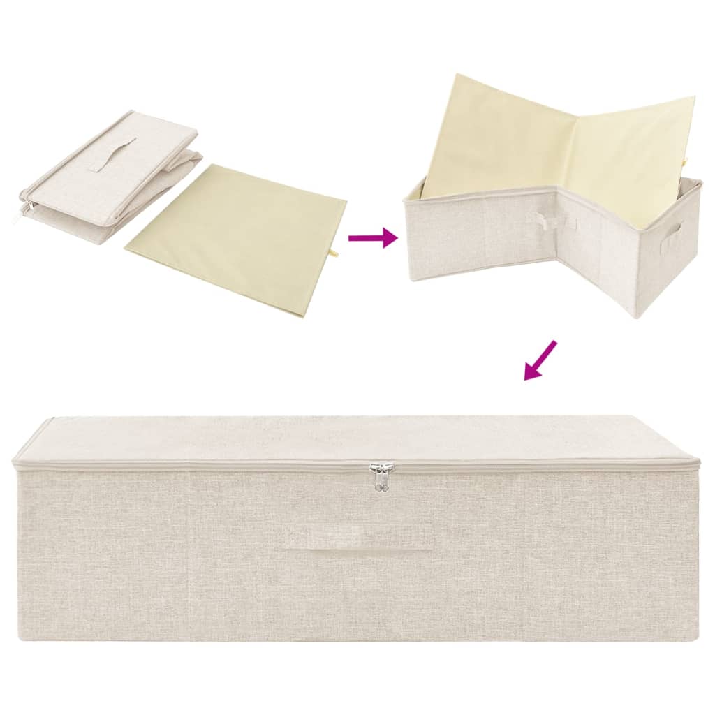 Opbergboxen 2 st 70x40x18 cm stof crèmekleurig is nu te koop bij PeponiXL, paradijselijk wonen!
