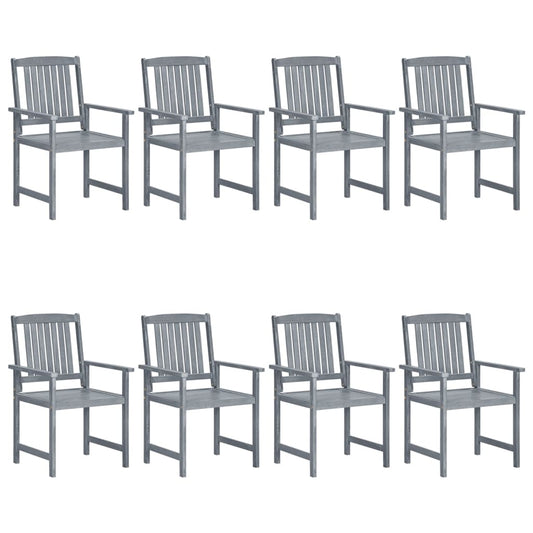 Tuinstoelen 8 st massief acaciahout grijs is nu te koop bij PeponiXL, paradijselijk wonen!