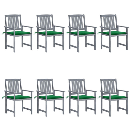Tuinstoelen 8 st met kussens massief acaciahout grijs is nu te koop bij PeponiXL, paradijselijk wonen!
