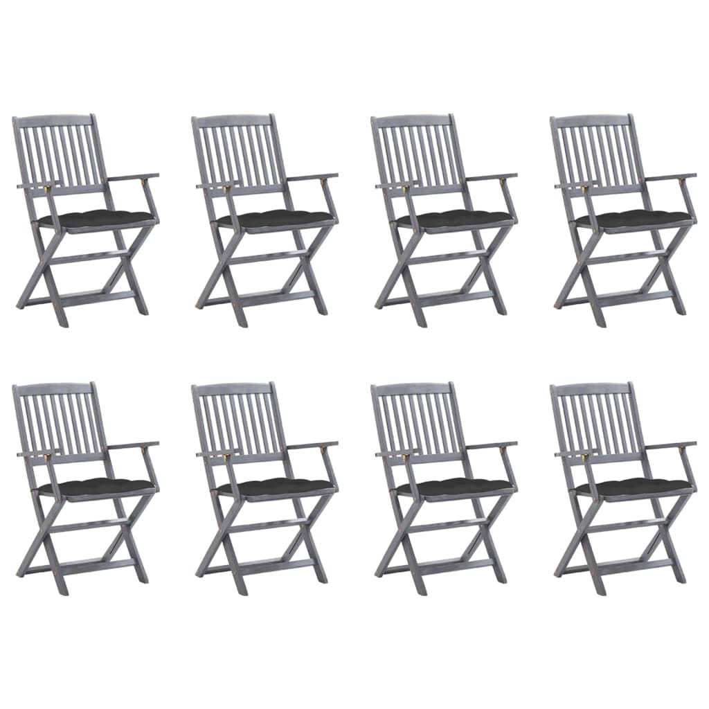Tuinstoelen 8 st inklapbaar met kussens massief acaciahout is nu te koop bij PeponiXL, paradijselijk wonen!