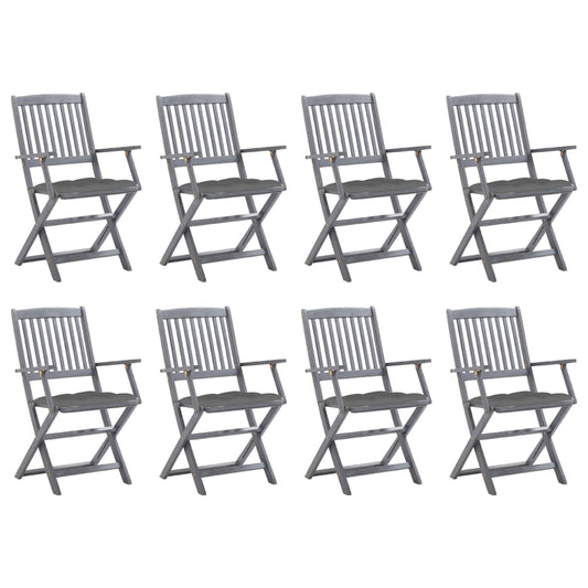 Tuinstoelen 8 st inklapbaar met kussens massief acaciahout is nu te koop bij PeponiXL, paradijselijk wonen!