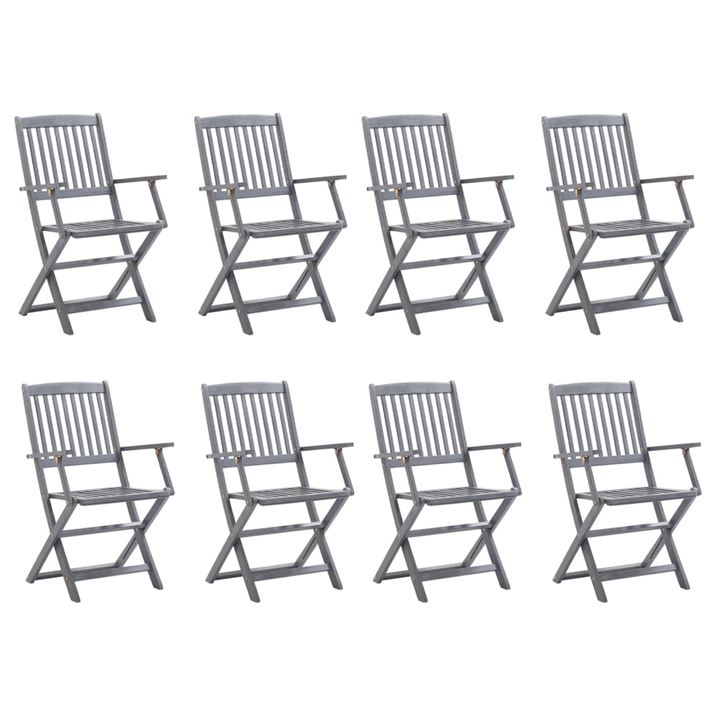 Tuinstoelen 8 st inklapbaar met kussens massief acaciahout is nu te koop bij PeponiXL, paradijselijk wonen!