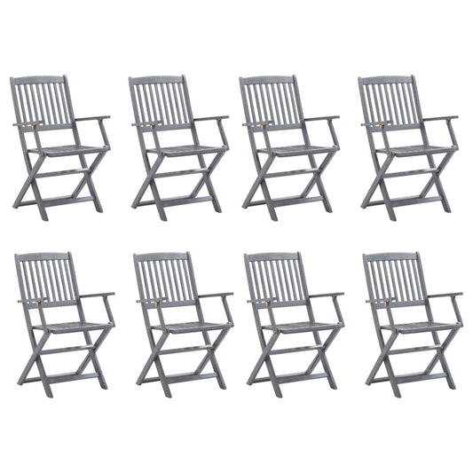 Tuinstoelen 8 st inklapbaar met kussens massief acaciahout is nu te koop bij PeponiXL, paradijselijk wonen!