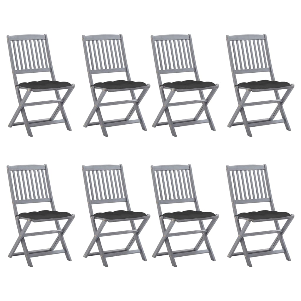 Tuinstoelen 8 st inklapbaar met kussens massief acaciahout is nu te koop bij PeponiXL, paradijselijk wonen!