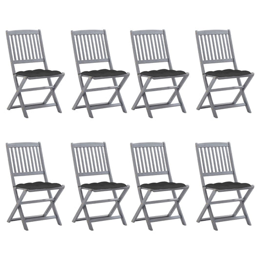 Tuinstoelen 8 st inklapbaar met kussens massief acaciahout is nu te koop bij PeponiXL, paradijselijk wonen!