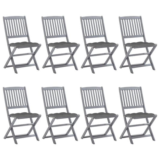 Tuinstoelen 8 st inklapbaar met kussens massief acaciahout is nu te koop bij PeponiXL, paradijselijk wonen!