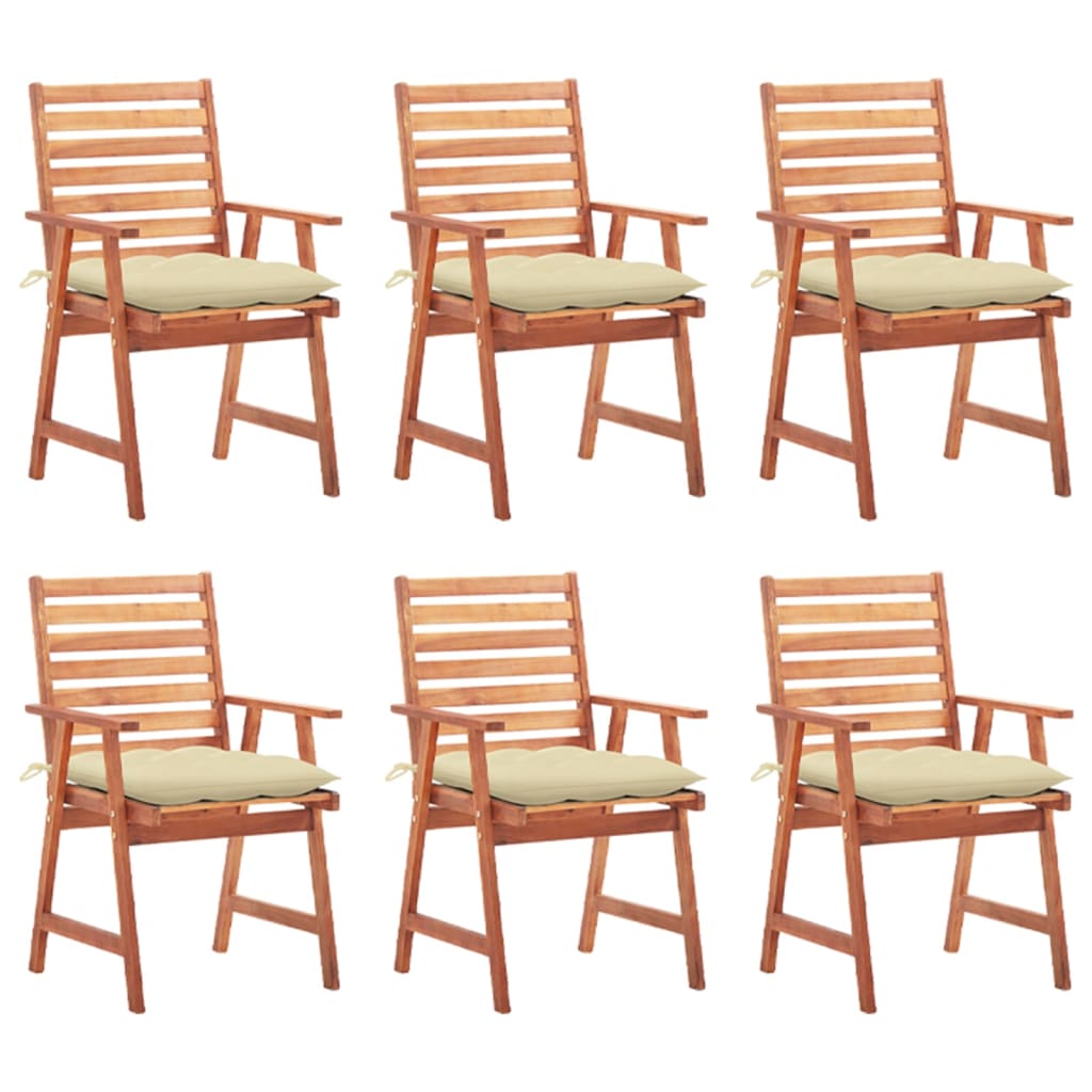 Tuinstoelen 6 st met kussens massief acaciahout is nu te koop bij PeponiXL, paradijselijk wonen!