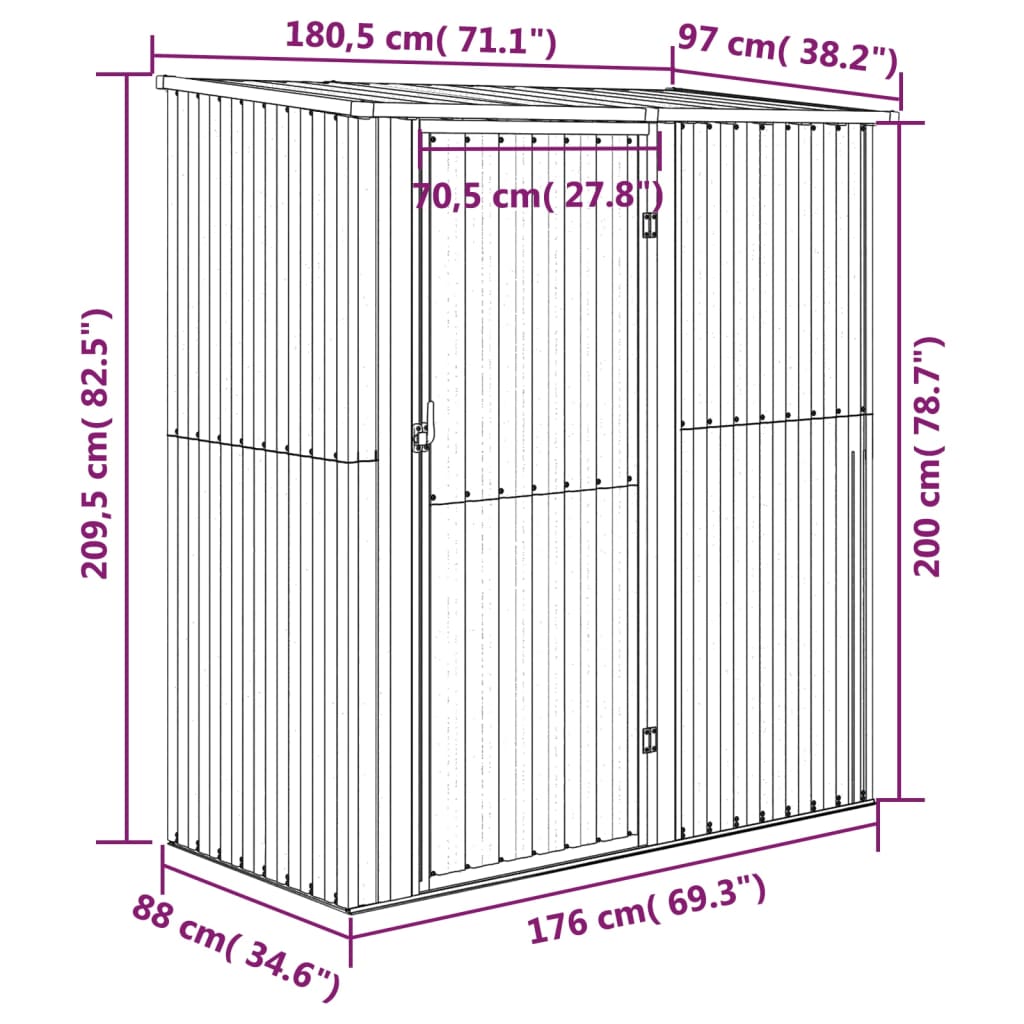 Tuinhuis Groen 180,5x97x209,5 cm Gegalvaniseerd Staal is nu te koop bij PeponiXL, paradijselijk wonen!