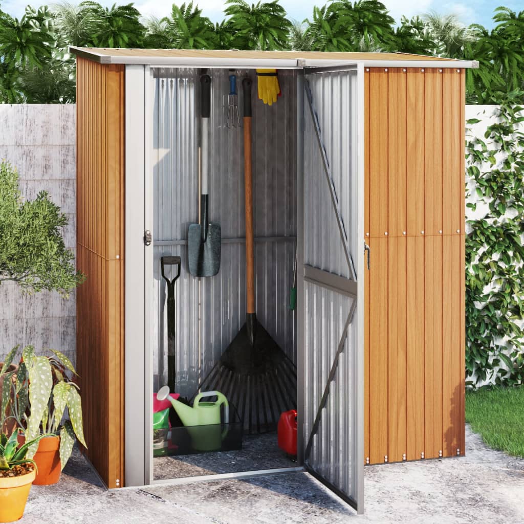 Tuinhuis 180,5x97x209,5 cm gegalvaniseerd staal houtlook is nu te koop bij PeponiXL, paradijselijk wonen!