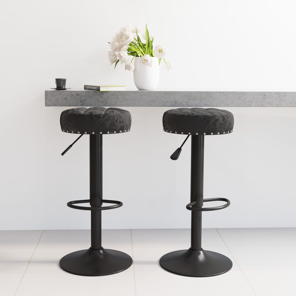 Barkrukken 2 st fluweel zwart is nu te koop bij PeponiXL, paradijselijk wonen!