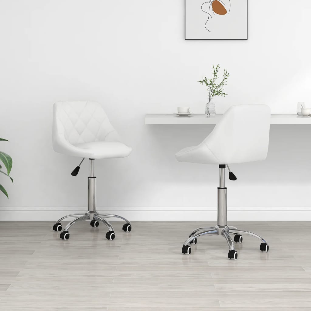 Eetkamerstoelen draaibaar 2 st kunstleer wit is nu te koop bij PeponiXL, paradijselijk wonen!