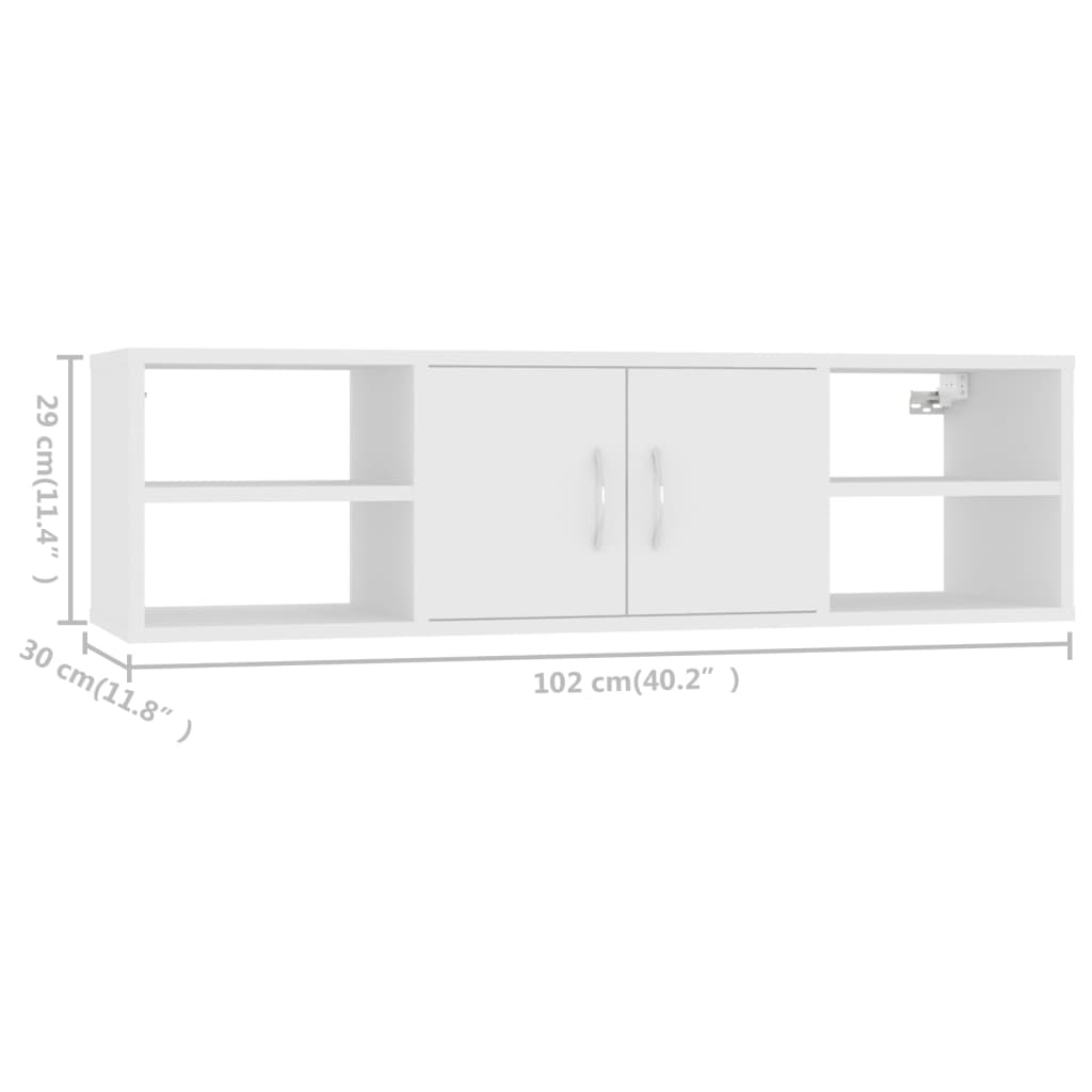 Wandschap 102x30x29 cm bewerkt hout wit is nu te koop bij PeponiXL, paradijselijk wonen!