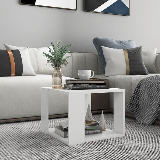 Salontafel 40x40x30 cm bewerkt hout wit is nu te koop bij PeponiXL, paradijselijk wonen!