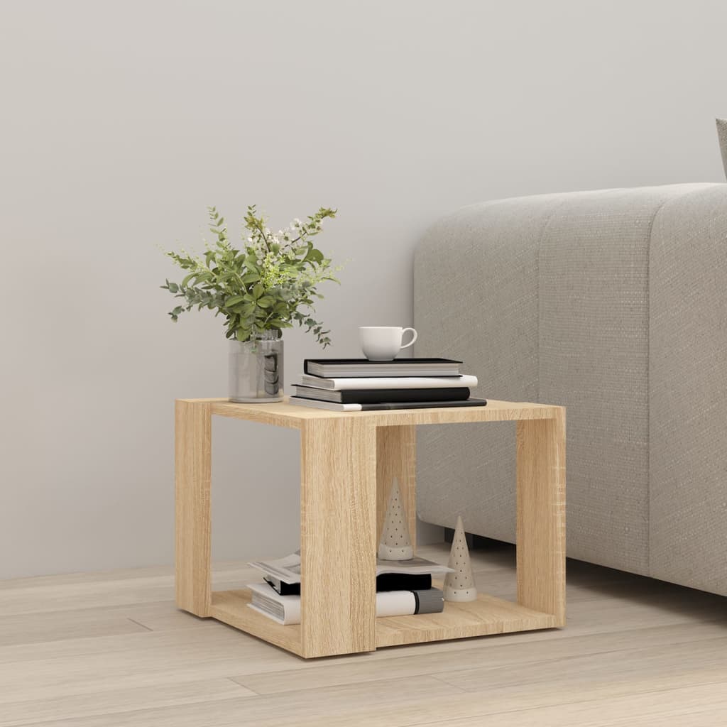 Salontafel 40x40x30 cm bewerkt hout sonoma eikenkleurig is nu te koop bij PeponiXL, paradijselijk wonen!