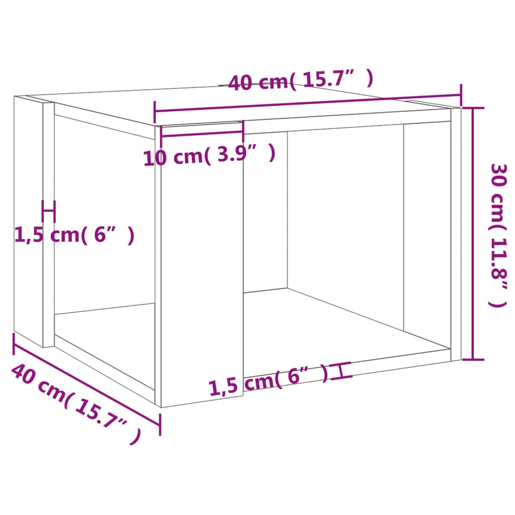 Salontafel 40x40x30 cm bewerkt hout sonoma eikenkleurig is nu te koop bij PeponiXL, paradijselijk wonen!