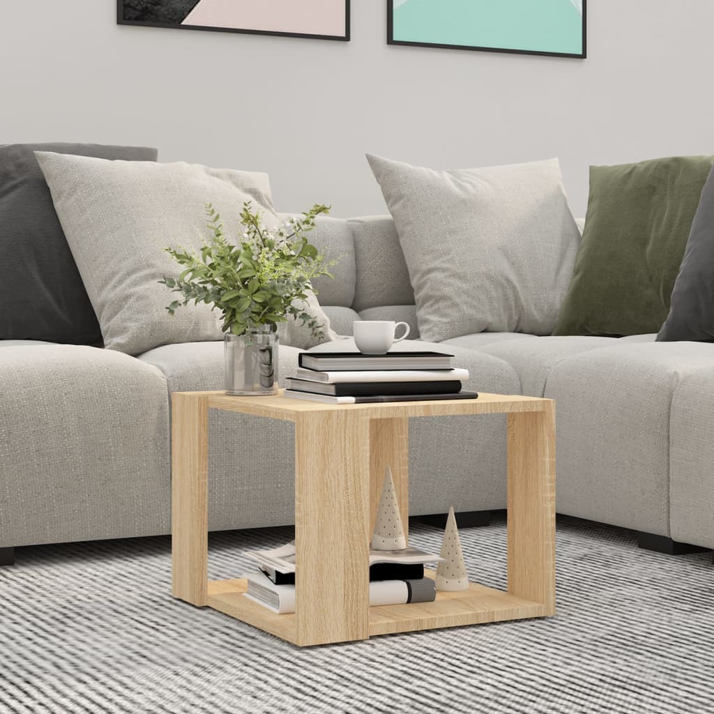 Salontafel 40x40x30 cm bewerkt hout sonoma eikenkleurig is nu te koop bij PeponiXL, paradijselijk wonen!