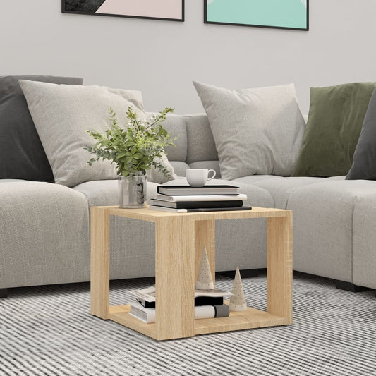 Salontafel 40x40x30 cm bewerkt hout sonoma eikenkleurig is nu te koop bij PeponiXL, paradijselijk wonen!