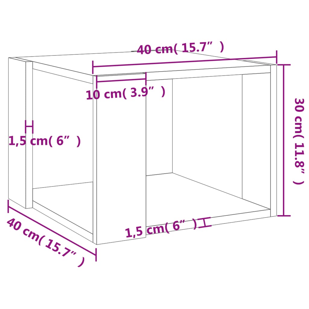 Salontafel 40x40x30 cm bewerkt hout betongrijs is nu te koop bij PeponiXL, paradijselijk wonen!