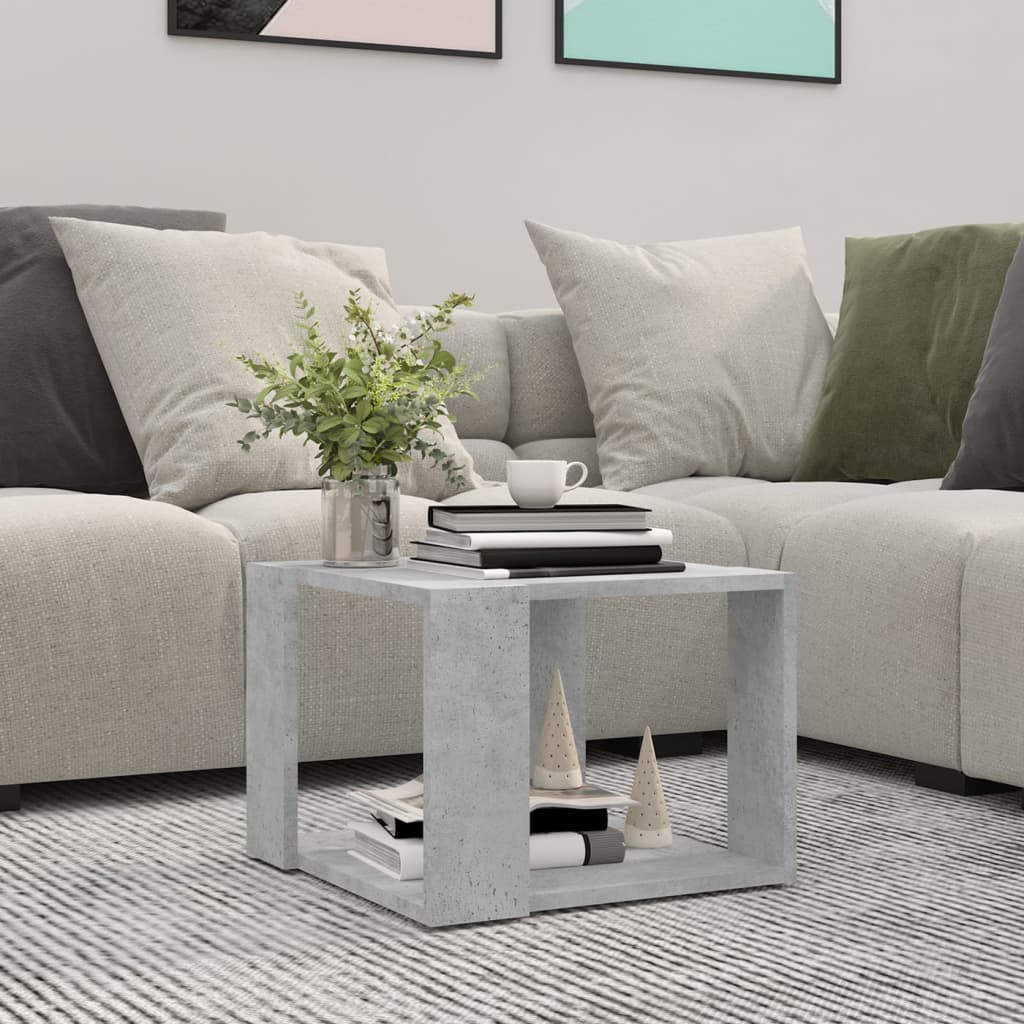 Salontafel 40x40x30 cm bewerkt hout betongrijs is nu te koop bij PeponiXL, paradijselijk wonen!