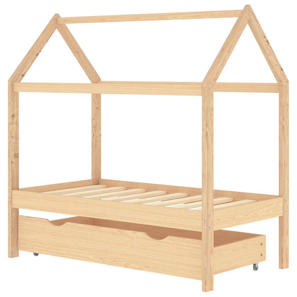 Kinderbedframe met lade massief grenenhout 70x140 cm is nu te koop bij PeponiXL, paradijselijk wonen!
