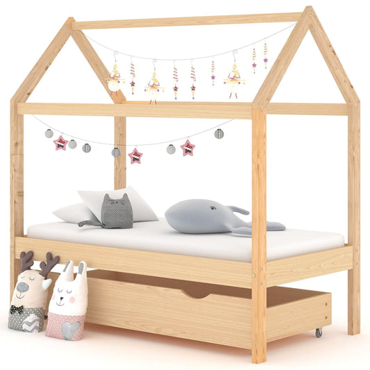 Kinderbedframe met lade massief grenenhout 70x140 cm is nu te koop bij PeponiXL, paradijselijk wonen!