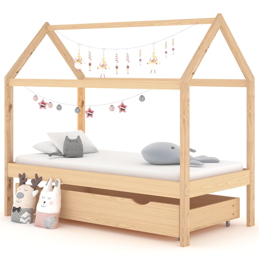 Kinderbedframe met lade massief grenenhout 80x160 cm is nu te koop bij PeponiXL, paradijselijk wonen!