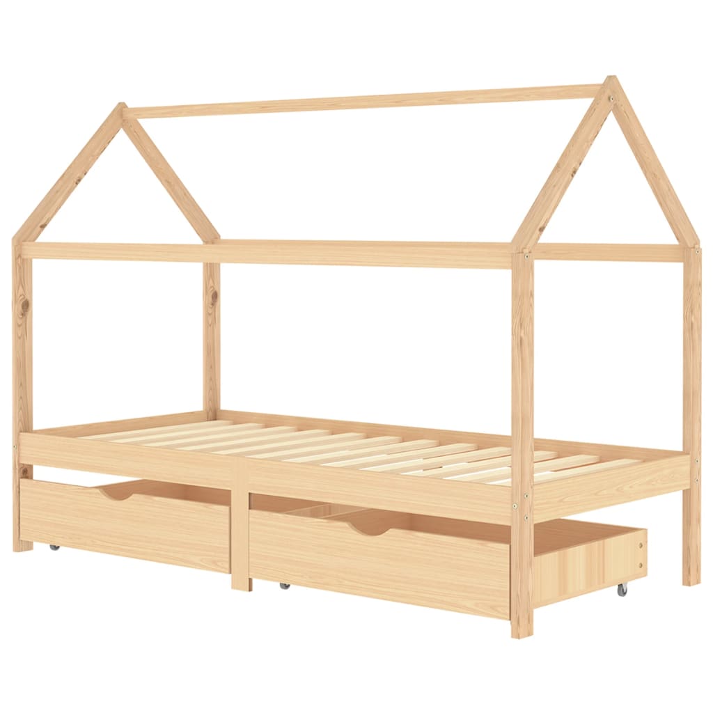 Kinderbedframe met lades massief grenenhout 90x200 cm is nu te koop bij PeponiXL, paradijselijk wonen!