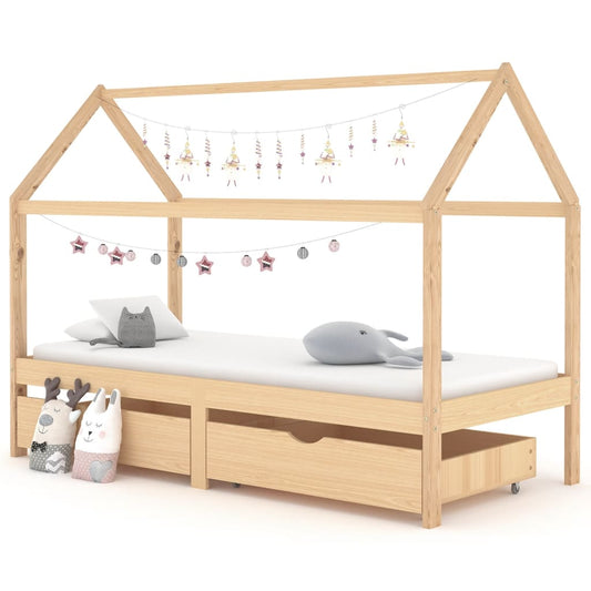 Kinderbedframe met lades massief grenenhout 90x200 cm is nu te koop bij PeponiXL, paradijselijk wonen!