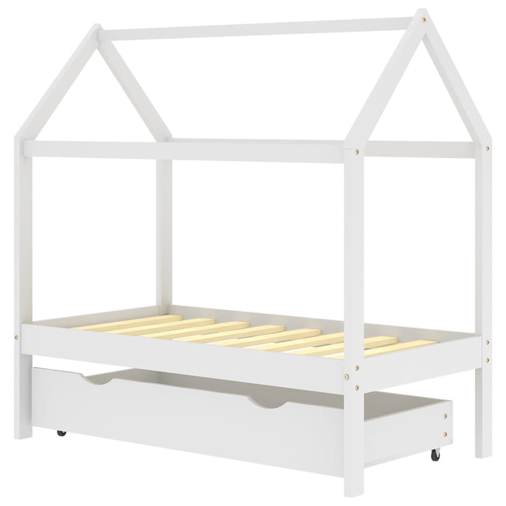 Kinderbedframe met lade massief grenenhout 70x140 cm wit is nu te koop bij PeponiXL, paradijselijk wonen!