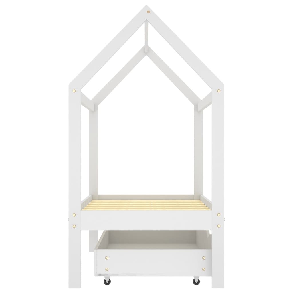 Kinderbedframe met lade massief grenenhout 70x140 cm wit is nu te koop bij PeponiXL, paradijselijk wonen!