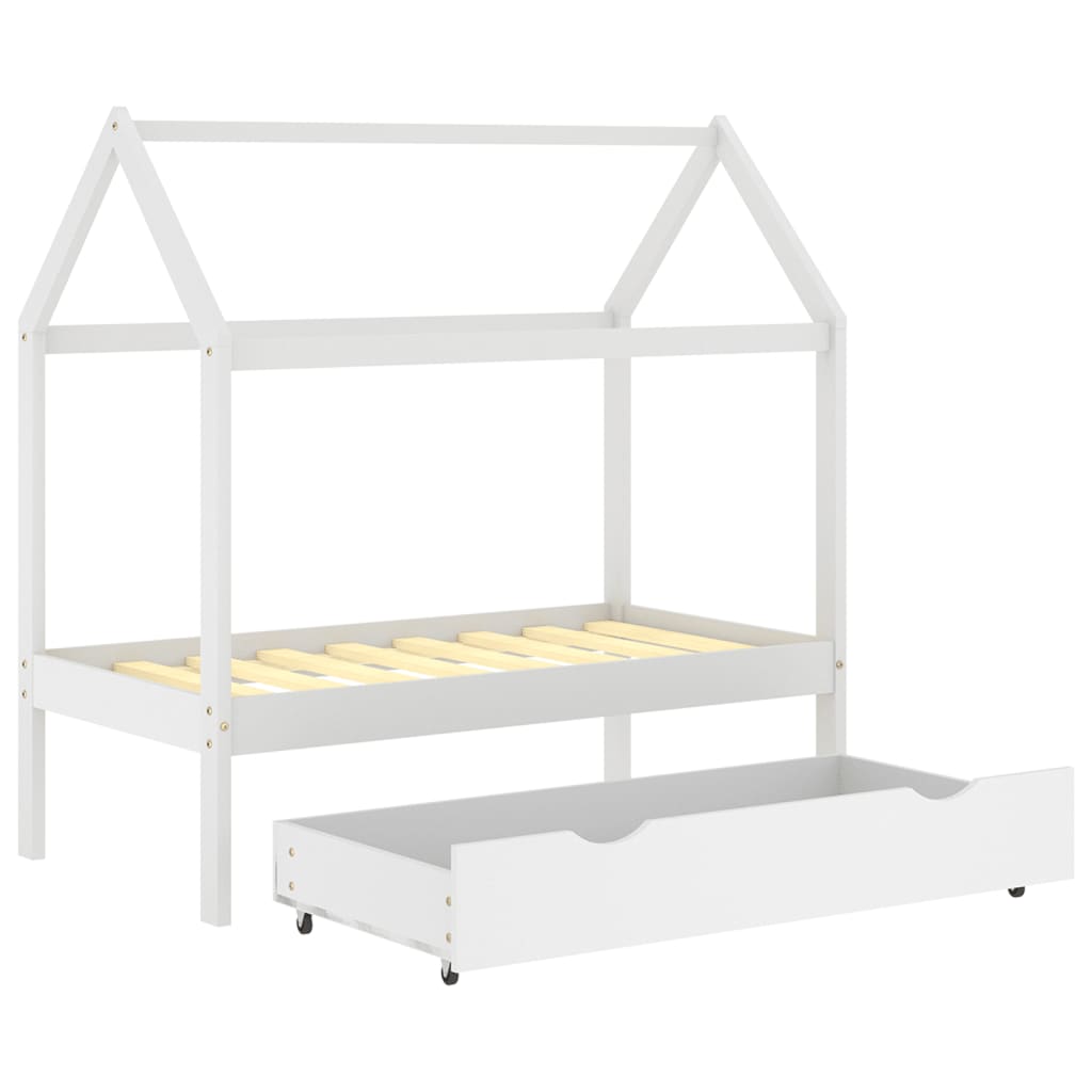 Kinderbedframe met lade massief grenenhout 70x140 cm wit is nu te koop bij PeponiXL, paradijselijk wonen!