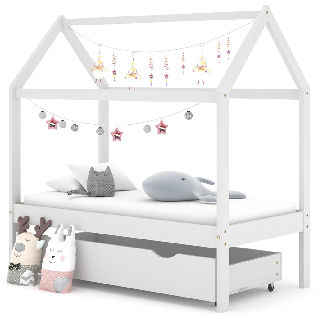 Kinderbedframe met lade massief grenenhout 70x140 cm wit is nu te koop bij PeponiXL, paradijselijk wonen!