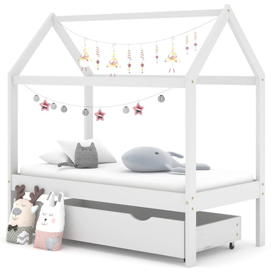 Kinderbedframe met lade massief grenenhout 70x140 cm wit is nu te koop bij PeponiXL, paradijselijk wonen!