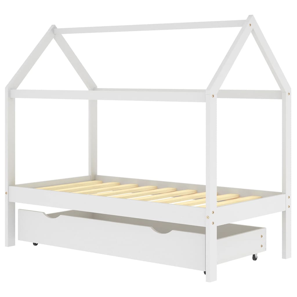 Kinderbedframe met lade massief grenenhout wit 80x160 cm is nu te koop bij PeponiXL, paradijselijk wonen!