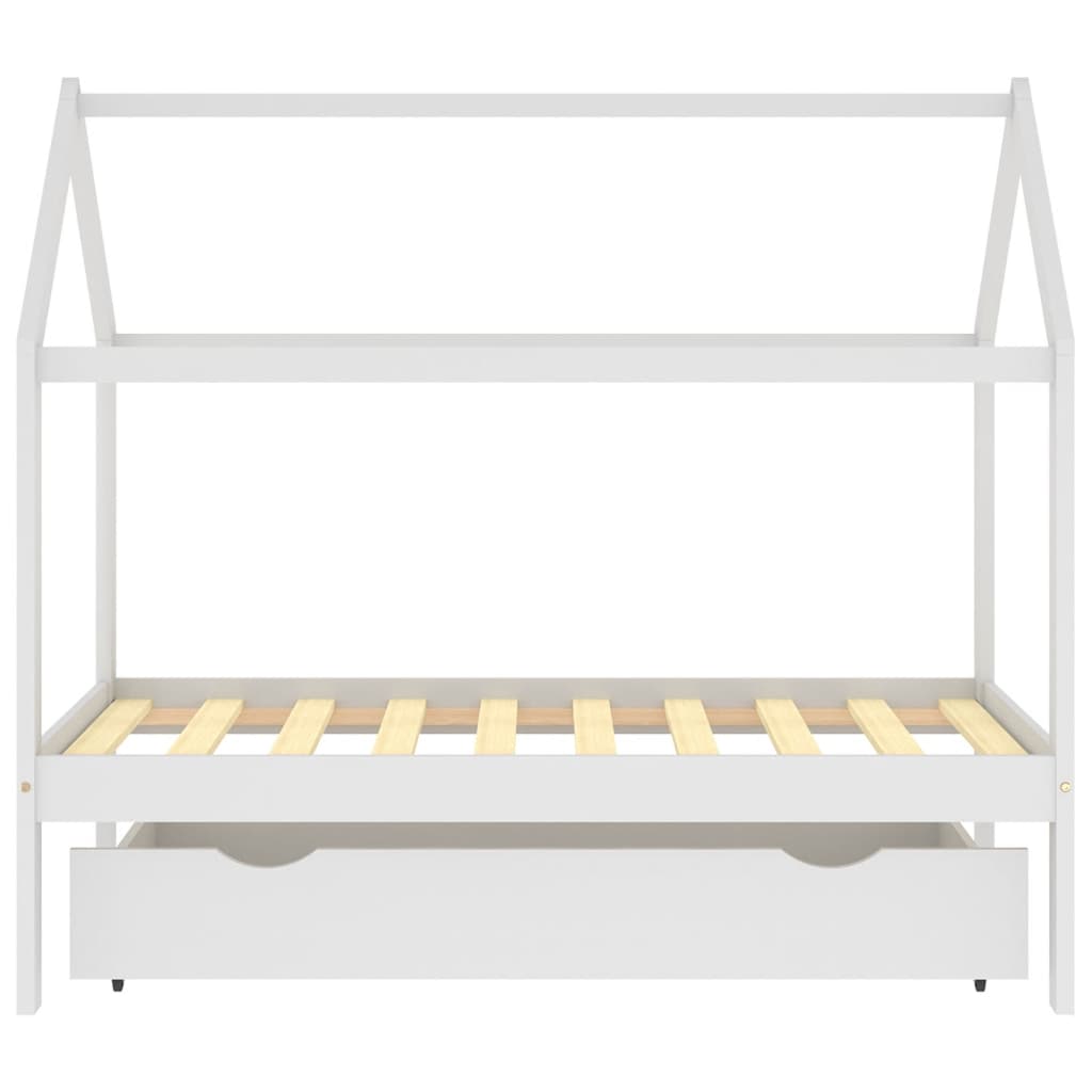 Kinderbedframe met lade massief grenenhout wit 80x160 cm is nu te koop bij PeponiXL, paradijselijk wonen!