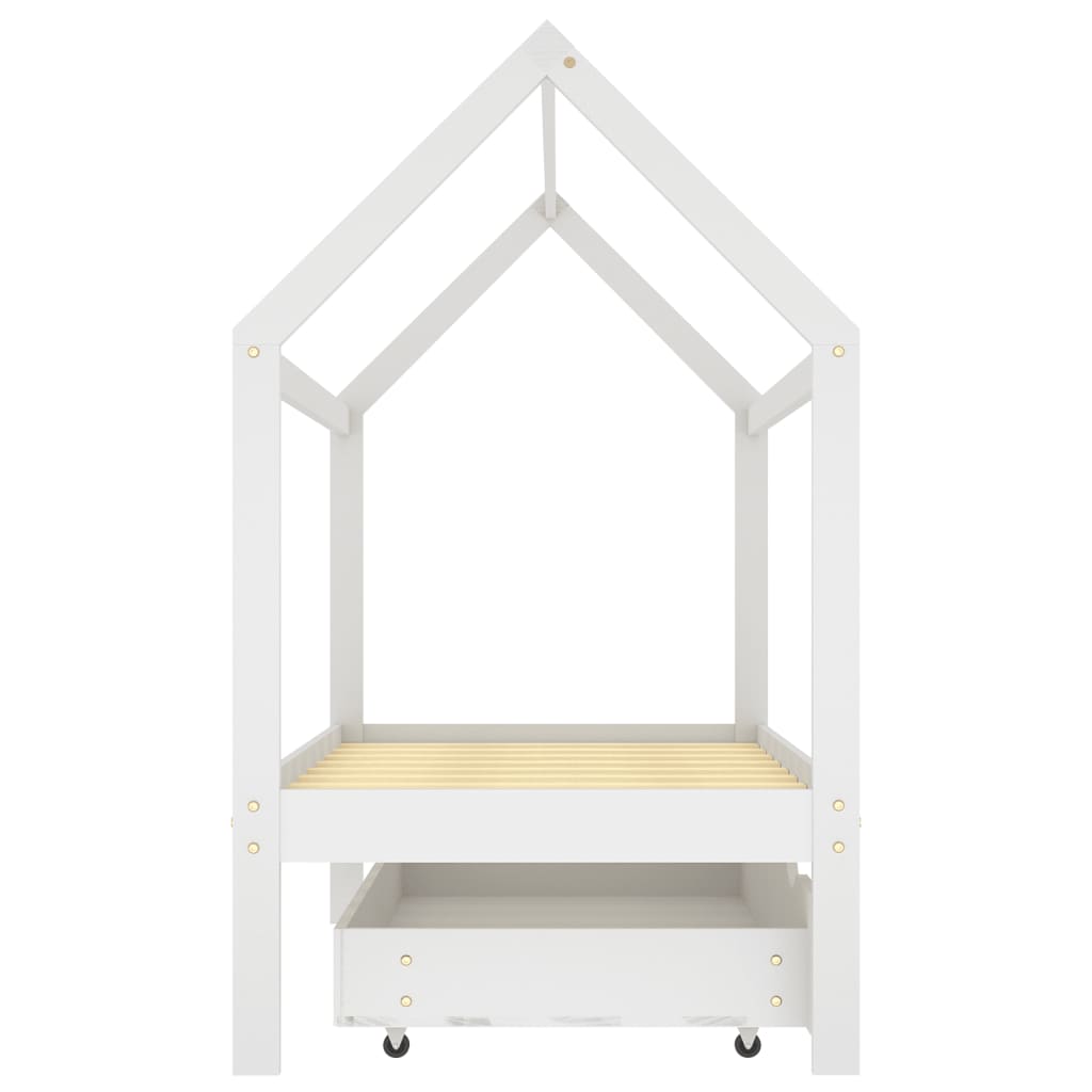 Kinderbedframe met lade massief grenenhout wit 80x160 cm is nu te koop bij PeponiXL, paradijselijk wonen!