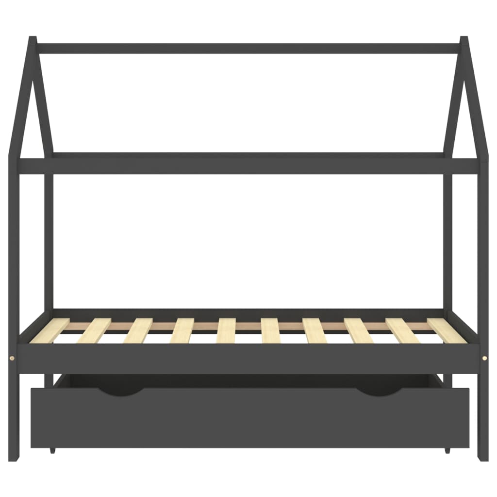 Kinderbedframe met lade grenenhout donkergrijs 80x160 cm is nu te koop bij PeponiXL, paradijselijk wonen!