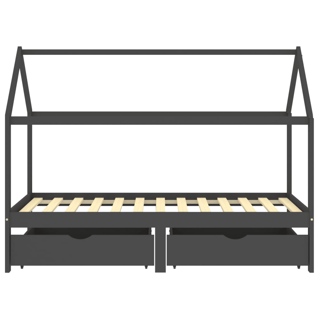 Kinderbedframe met lades grenenhout donkergrijs 90x200 cm is nu te koop bij PeponiXL, paradijselijk wonen!