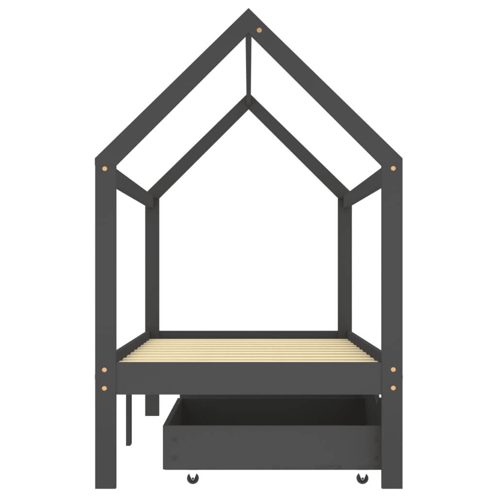 Kinderbedframe met lades grenenhout donkergrijs 90x200 cm is nu te koop bij PeponiXL, paradijselijk wonen!